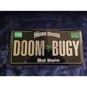 Haunted Mansion Doom Buggy Magic Kingdom Embossed Metal Souvenir Plate Used